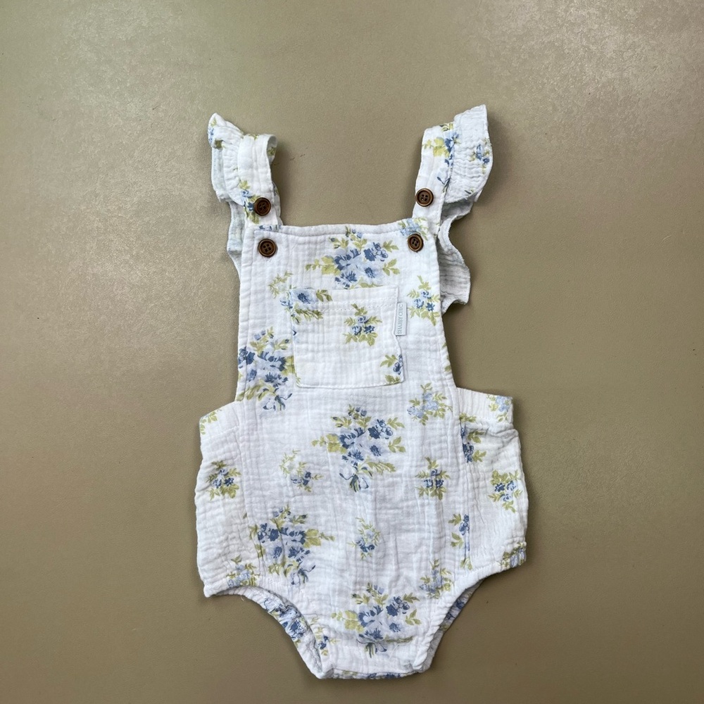 Shabby Chic Floral Muslin Romper 18–24M Cottagecore Baby Bubble